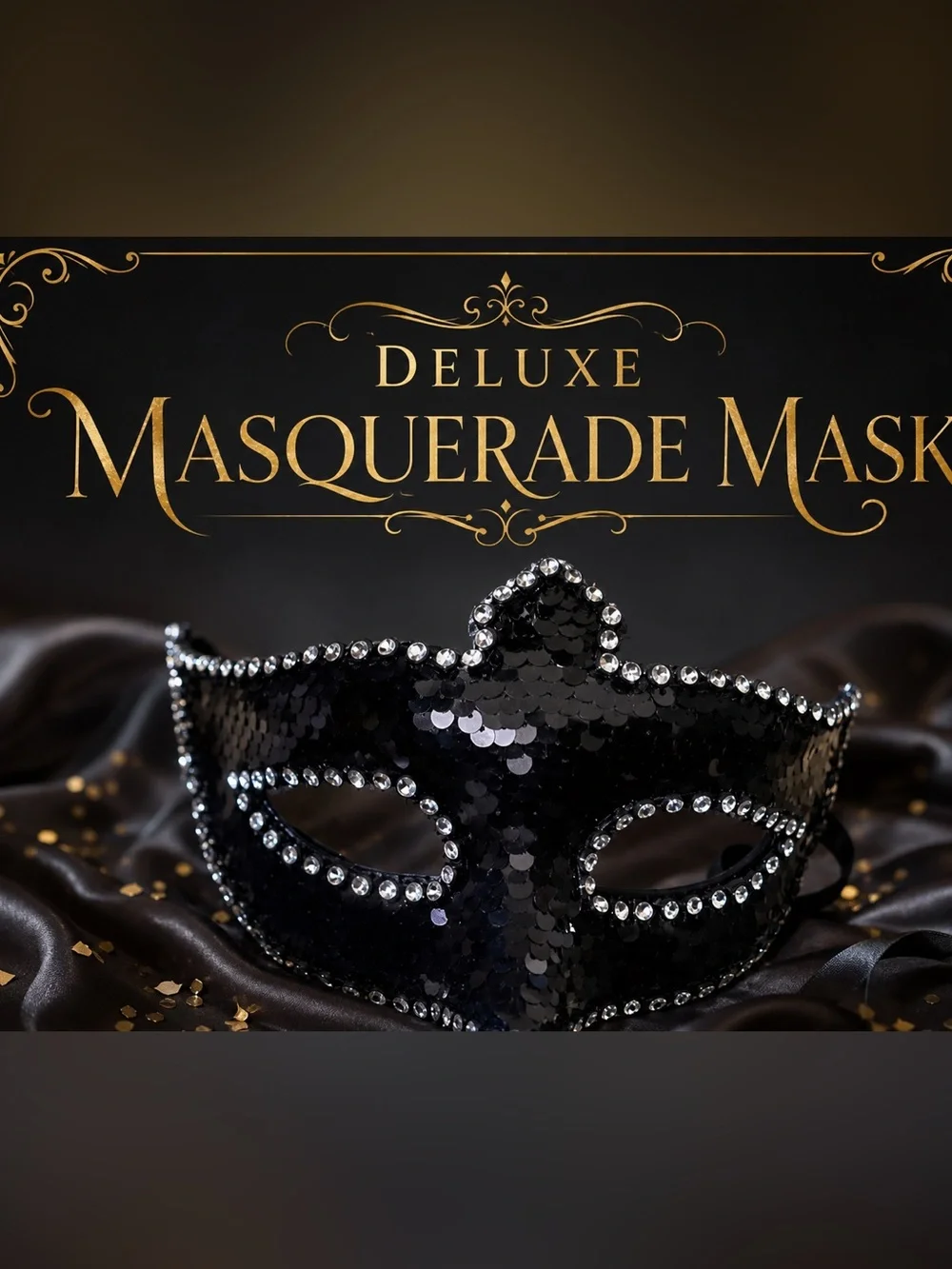 Luxe Black Beaded Masquerade Mask